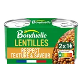 Lentilles très peu de jus BONDUELLE 2x130g
