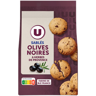Sablés apéritifs olives noires  & herbes de Provence  U 100g