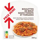 Boulettes de boeuf sauce tomate et torsades PRIX MINI 300g