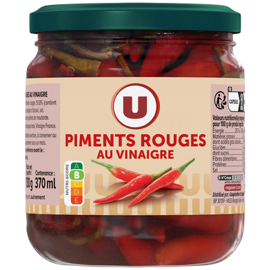 Piments rouges au vinaigre bocal 27cl 130g