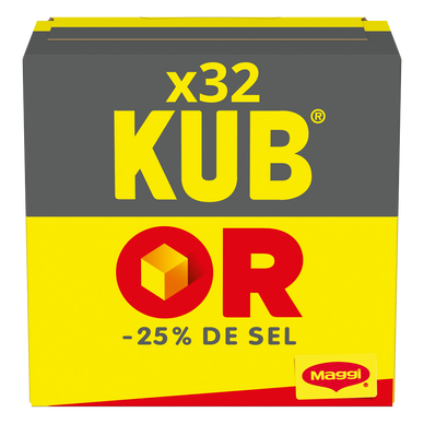 Bouillon cube Kub Or -25% de sel MAGGI, boite de 32 cubes, 121,6g