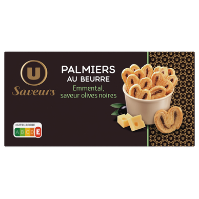 Biscuits apéritifs palmiers saveur olives boîte de 80g