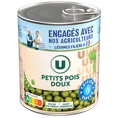 Petits pois doux Cuisson vapeur - Boîte de 530g net égoutté
