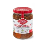 Saucisses aux lentilles pur porc français CHARLES CHRIST, pot en verrede 820g