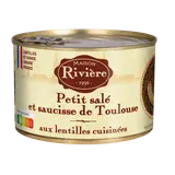 Plat cuisiné Petit salé aux lentilles cuisinées RIVIERE, boîte de 420g