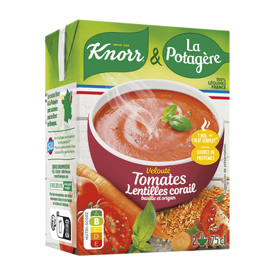 Soupe Velouté de tomates, lentilles corail, basilic et origan KNORR &LA POTAGERE, 75cl