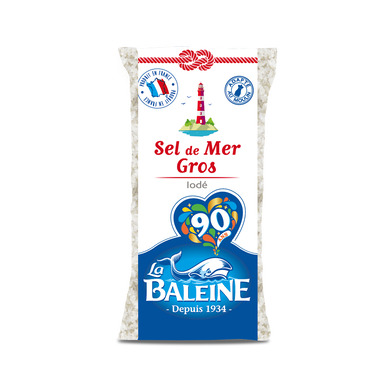 Gros sel blanc iodé LA BALEINE, sachet de 1kg
