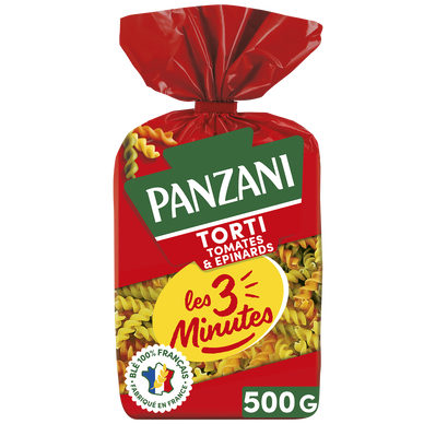 Pâtes TORTI Tomates et Epinards blé Français PANZANI - 500g