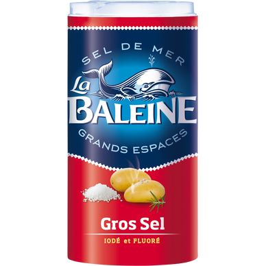 Gros sel de mer iodé et fluoré LA BALEINE, boîte verseuse de 500g