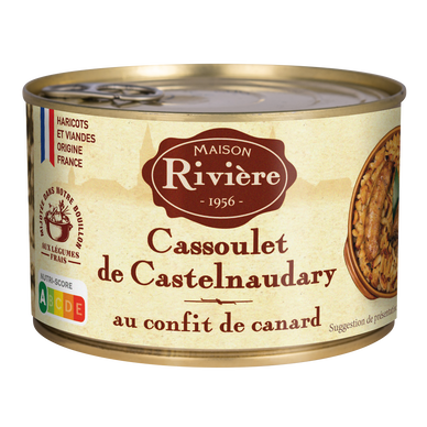 Cassoulet Castelnaudary confit canard MAISON RIVIERE, boîte de 1/2, 420g