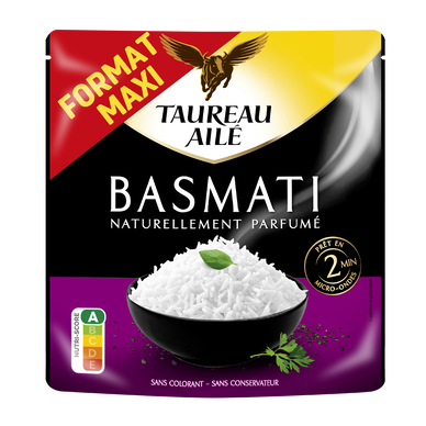 Riz basmati micro ondables 2mn TAUREAU AILE 320g xxl