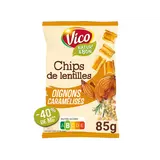 Gâteau apéritif chips de lentilles oignons caramélisés Natur'& bon VICO, sachet de 85g