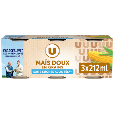 Maïs doux en grains sans sucre ajouté - 3 boîtes de 140g