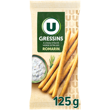Gressins à l'huile d'olive et romarin  paquet de 125g