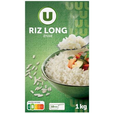 Riz long grain étuvé 10 minutes, étui vrac de 1kg