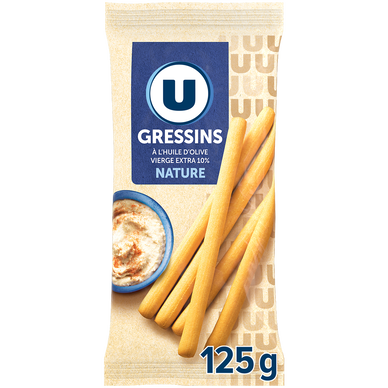 Gressins nature à l'huile d'olive   paquet de 125g