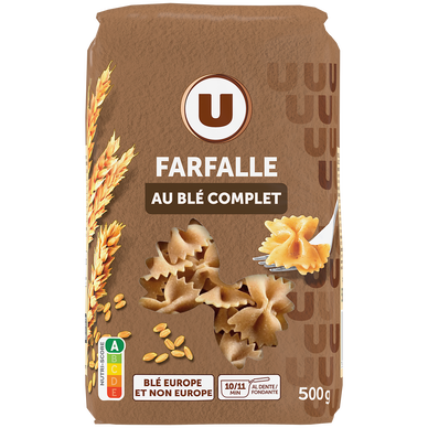 Pâtes Farfalle blé complet  sachet 500g
