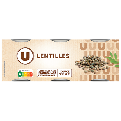 Lentilles - 3 boîtes de 130g net égoutté