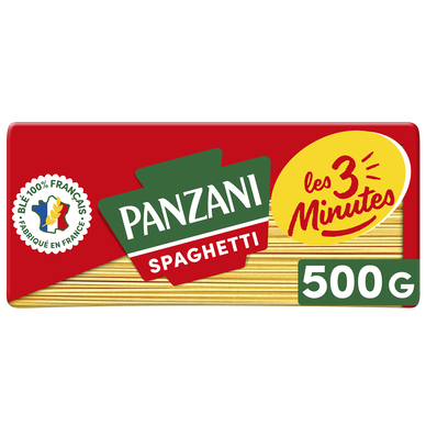 Pâtes SPAGHETTI Cuisson Rapide 3 Minutes blé Français PANZANI - 500g