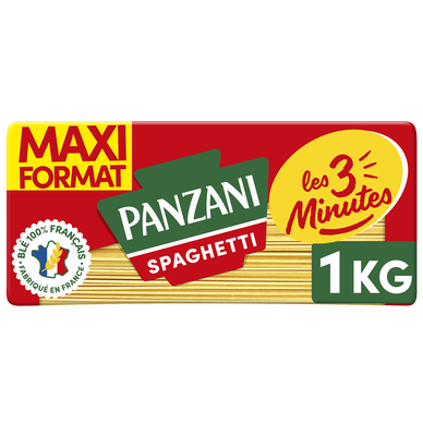 Pâtes SPAGHETTI Cuisson Rapide 3 Minutes blé Français PANZANI - 1kg