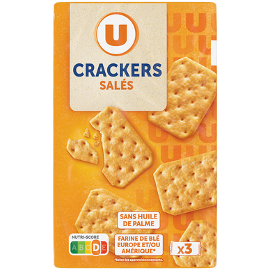 Biscuits apéritifs Crackers apéritif salés, paquet 3x100g