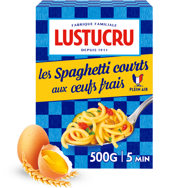 Pâtes Spaghetti courts aux oeufs frais LUSTUCRU, 500g