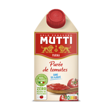 Purée de tomates nature  zéro résidu de pesticides MUTTI brique 500g