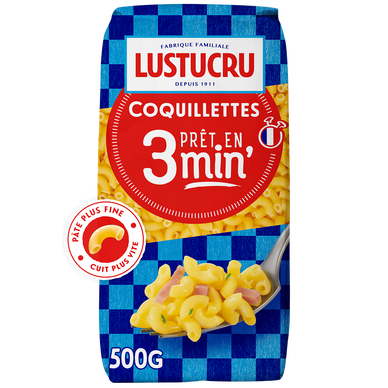 Coquillettes cuisson 3min LUSTUCRU, 500g