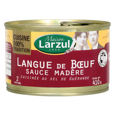 Langue de boeuf sauce madère MAISON LARZUL, boîte de 410g