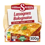 Plat cuisiné Lasagnes bolognaise pur boeuf tomate basilic WILLIAM SAURIN baruqette300g