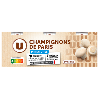 Champignons miniatures - 3  boîtes de 115g net égoutté