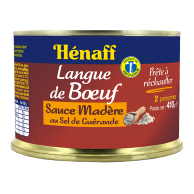 Langue de boeuf sauce Madère HENAFF, Boîte de 410g