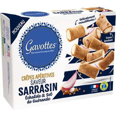 Biscuit apéritif Crêpes saveur sarrasin échalote et sel de Guérande GAVOTTES 80g