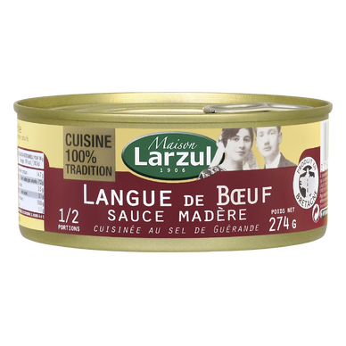 Langue de boeuf sauce madère MAISON LARZUL, boîte de 274g