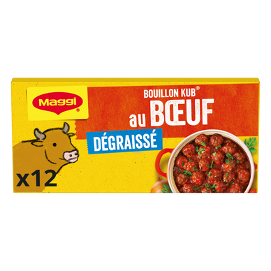 Bouillon cube boeuf dégraissé MAGGI, boite de 12 cubes, 120g