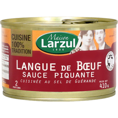 Langue de boeuf sauce piquante MAISON LARZUL, boîte de 410g