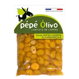 Olives vertes cassées à la Provençale PEPE OLIVO -  sachet 180g
