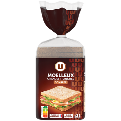 Pain de mie sandwich complet grandes tranches - 21 tranches - 825g