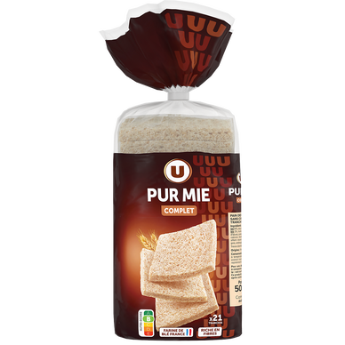Pain de mie complet sans croute - 21 tranches - 500g