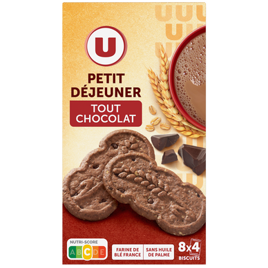 Biscuits Petit déjeuner tout chocolat paquet de 400g