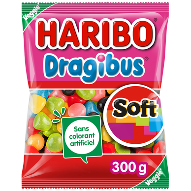 Confiserie dragéifiée dragibus soft HARIBO sachet 300g