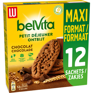 Biscuits petit déjeuner au chocolat et céréales Belvita LU - Paquet de600g