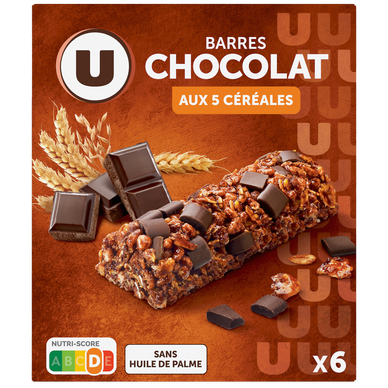 Barres de céréales chocolat noir aux 5 céréales - 126g x6