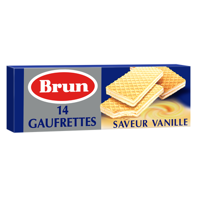 Biscuits gaufrettes fourrées saveur vanille BRUN, paquet de 146g