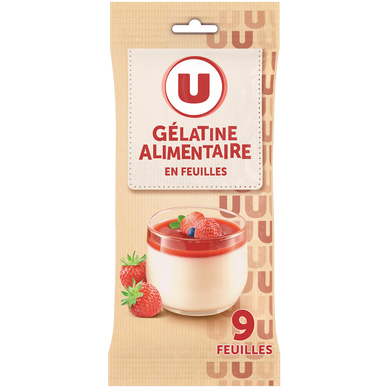 Gélatine alimentaire  9 feuilles  -  17g