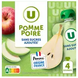 Dessert fruitier Gourdes compote pomme poire sans sucre ajouté - 4x90g