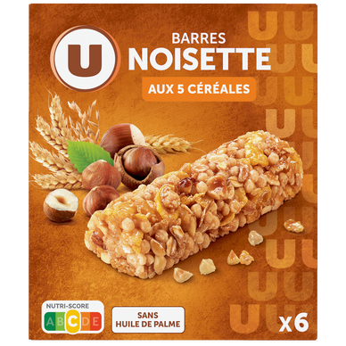 Barres de céréales noisettes  x6  -  125g