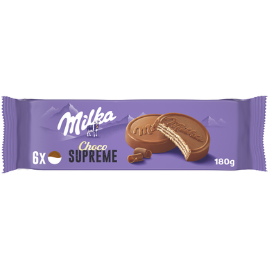 Biscuits gaufrettes enrobés chocolat Choco Supreme MILKA - Paquet 180g