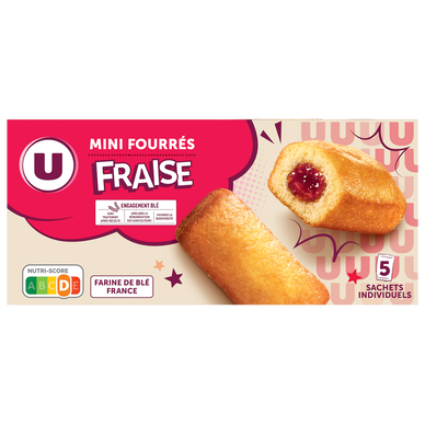 Mini gateaux fourrés fraise  5 paquets de 30g, 150g