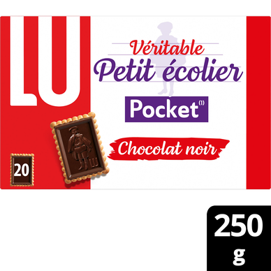 Biscuits petit beurre chocolat noir pocket Petit Ecolier LU, paquet de250g